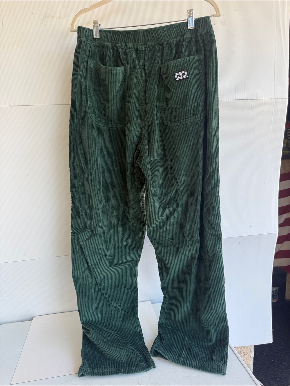 OBEY MICRO CORDUROY PANTS SIZE M DARK FOREST GREEN OBEY GIANT